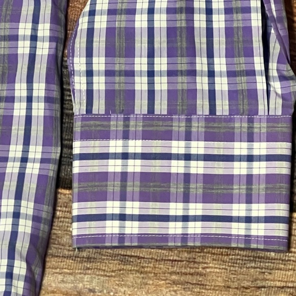 Peter Millar Purple Plaid Button Down Long Sleeve Dress Shirt - Picture 5 of 9